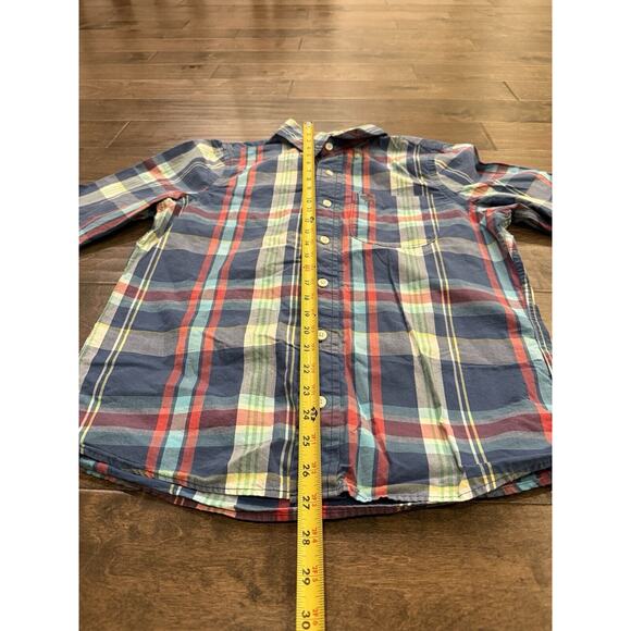 Abercrombie Fitch Muscle Mens Blue Red Plaid Button Up Long Sleeve Shirt Size M - Picture 8 of 9
